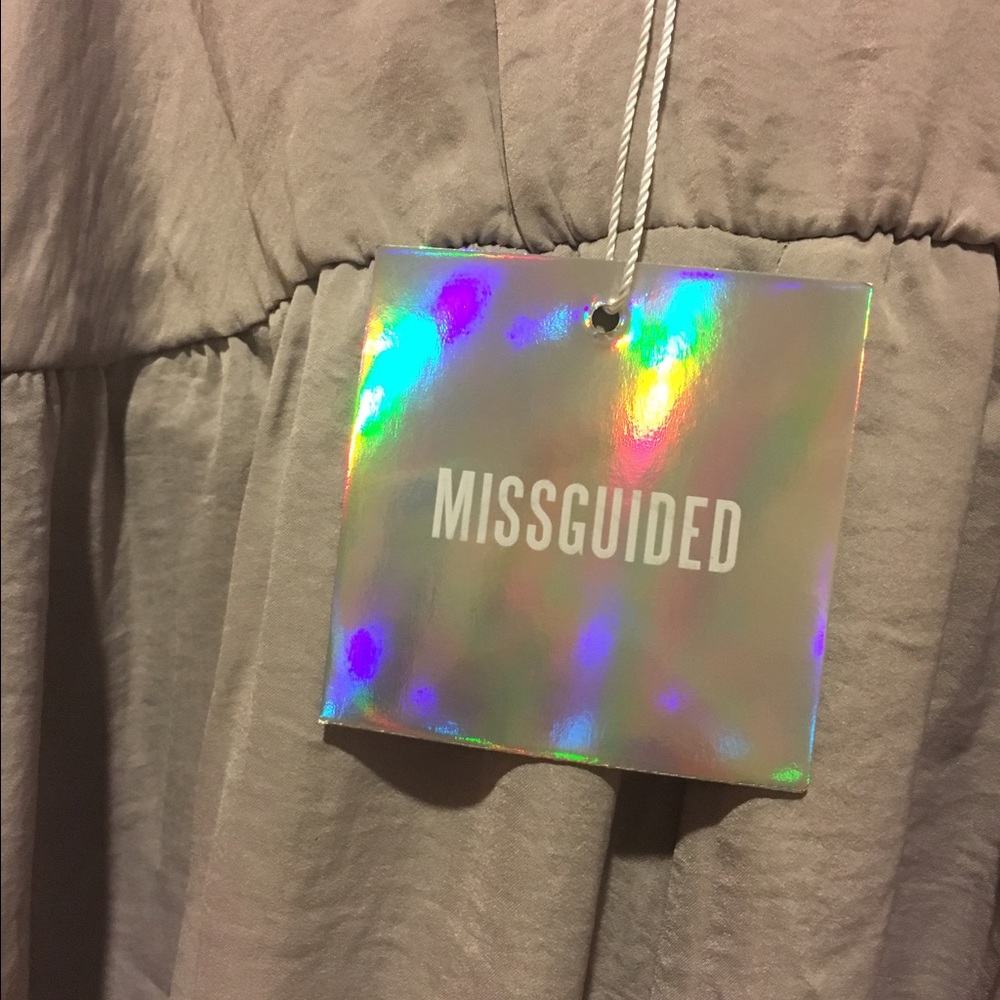 Missguided Silky Lace Insert Jumpsuit Silver - Picture 5 of 5