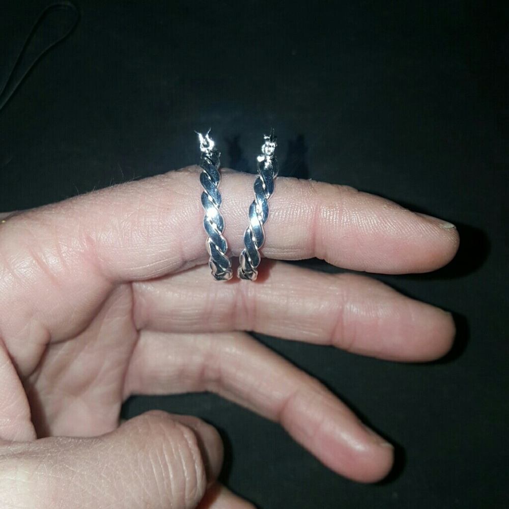 NEW- Sterling Silver Twist Hoops