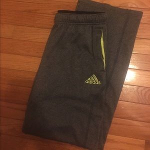 Gray and neon yellow Adidas sweatpants!