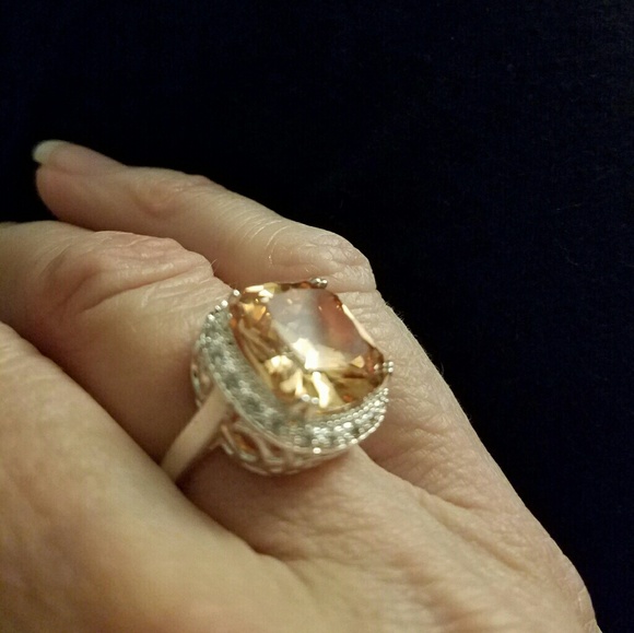 Ring Natural Morganite main stone. Zircon accents. - Picture 3 of 5