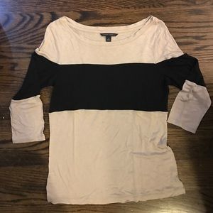 Tan and Black 3/4 Sleeve Banana Republic Top