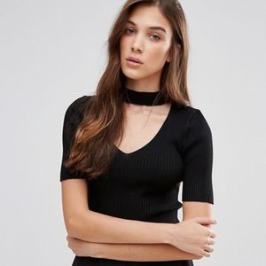 NWT ASOS New Look Metallic Choker Detail Sweater