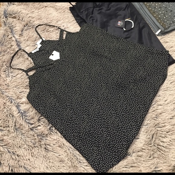 Ro & De Cutaway Inset Tank Black White Polka - Picture 3 of 5