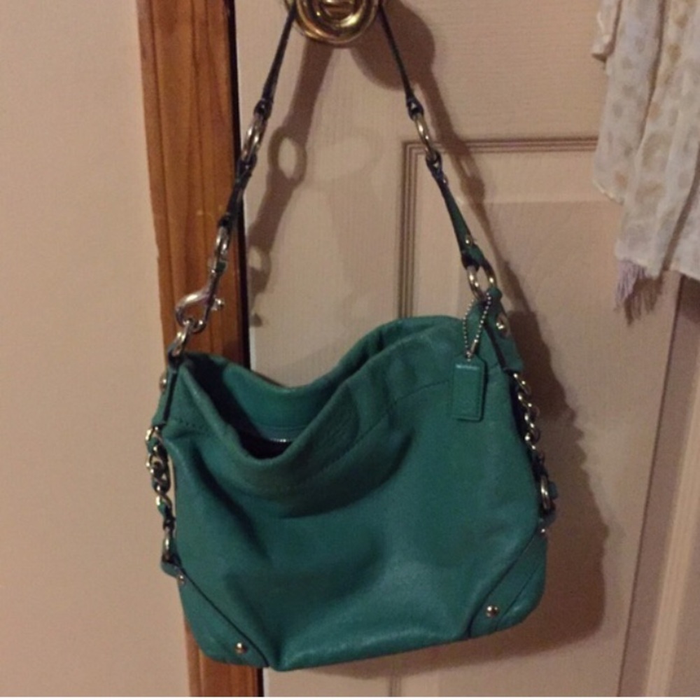 Green Coach shoulder bag