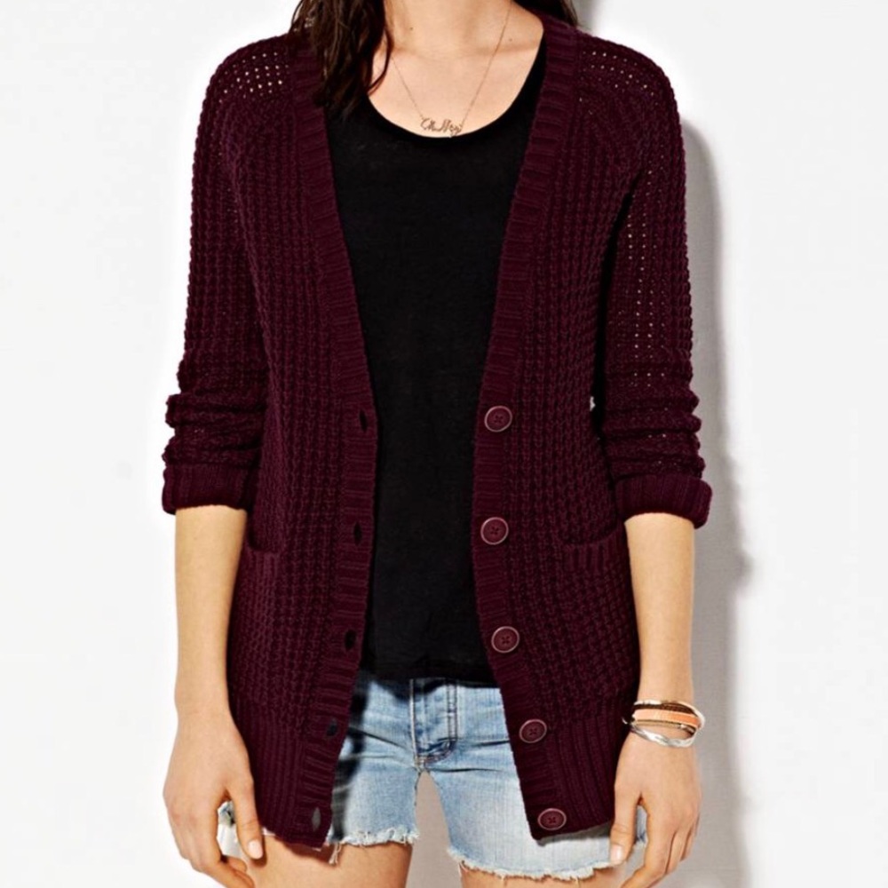 American Eagle Chunky Waffle Knit Cardigan