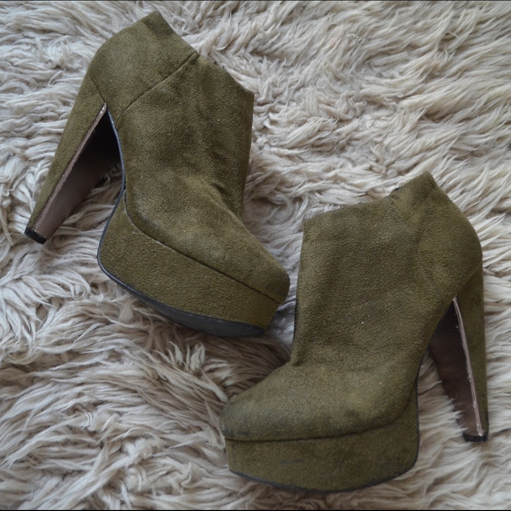 Olive Green Suede Heels