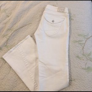 True Religion white jeans, rhinestone buttons, 30