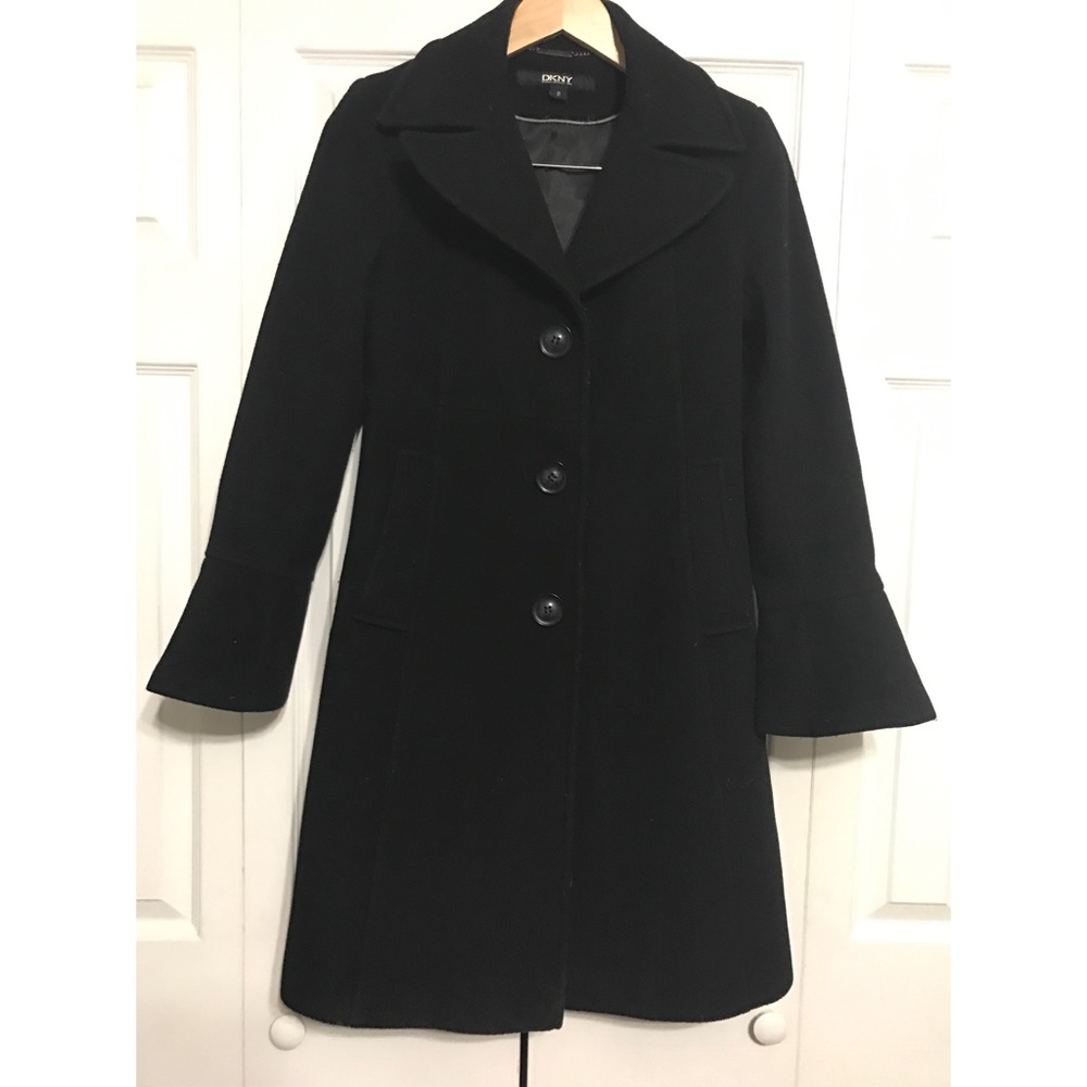 DKNY Black Cashmere Blend Coat