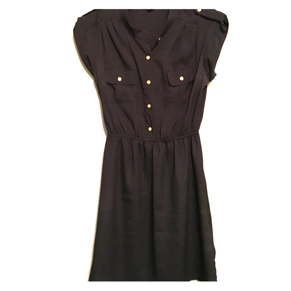 Black dress gold button military button shoulders