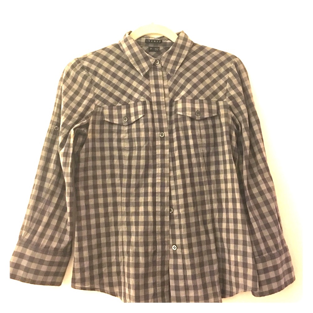 Theory gingham button down!