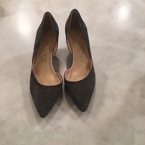 Sole society pointy toe grey suede wedges
