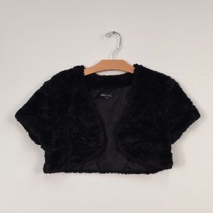 Wet Seal Black Faux Fur Cropped Shrug Bolero M
