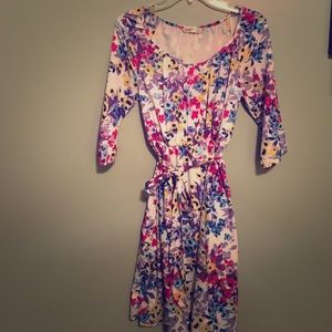 Floral cinched waist with tie