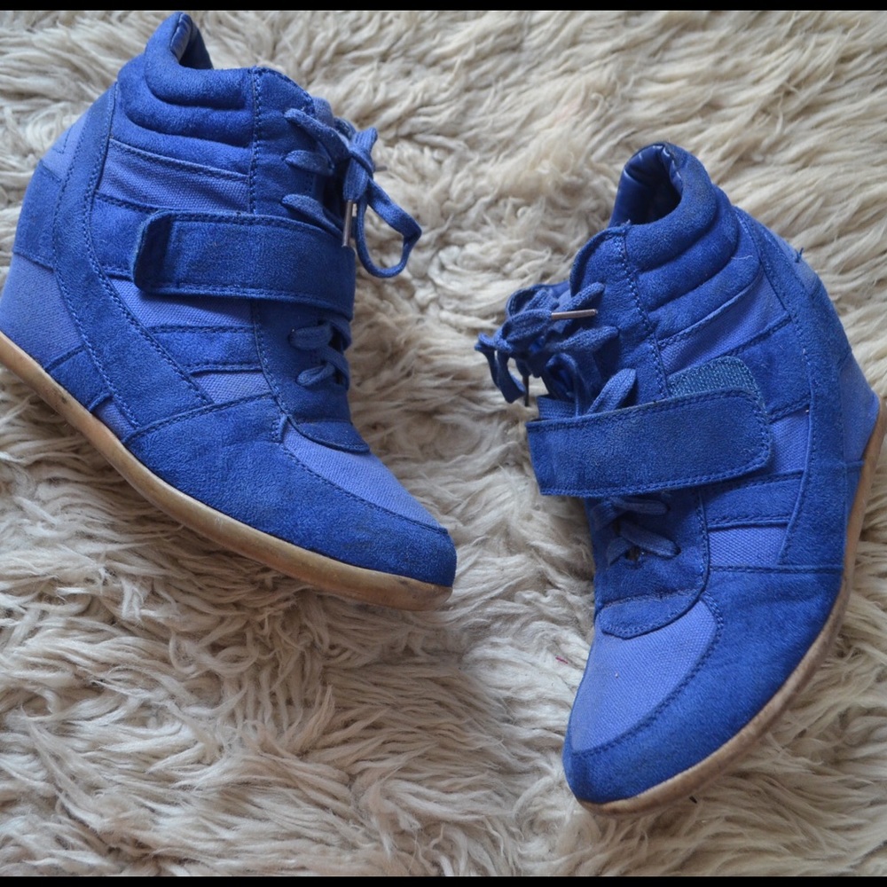 Cobalt Blue Wedge Sneakers