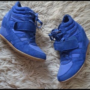 Cobalt Blue Wedge Sneakers