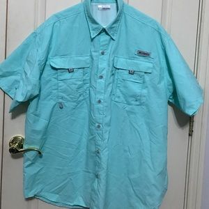 Teal Columbia fishing shirt