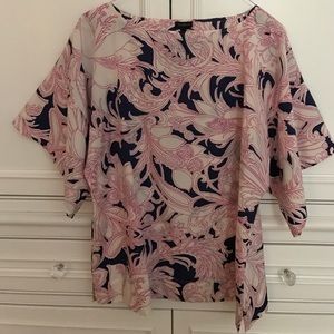 Silk and cotton blouse w/kimono style sleeve