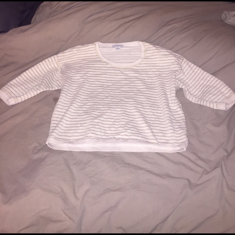 White w/Gold Stripes Sweater