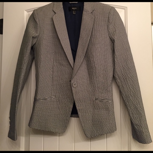 Fitted blue/white lightweight cotton blazer. - Picture 1 of 3