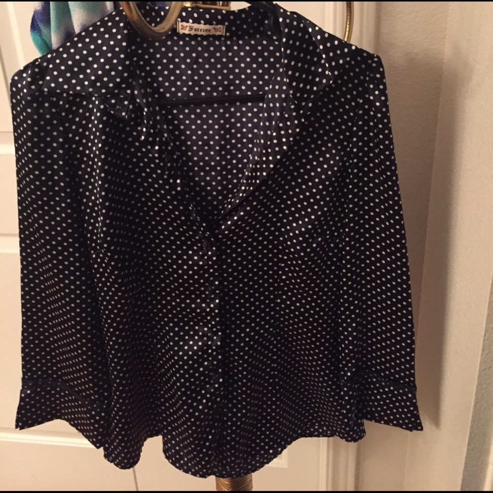 Blue & White Polka Dotted Top