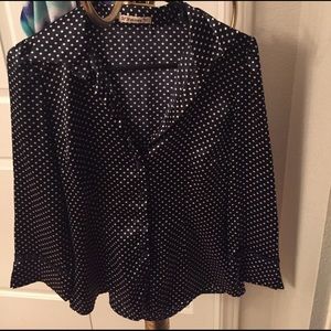 Blue & White Polka Dotted Top