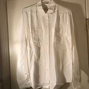 Off white J Crew silk button down blouse size 8 T