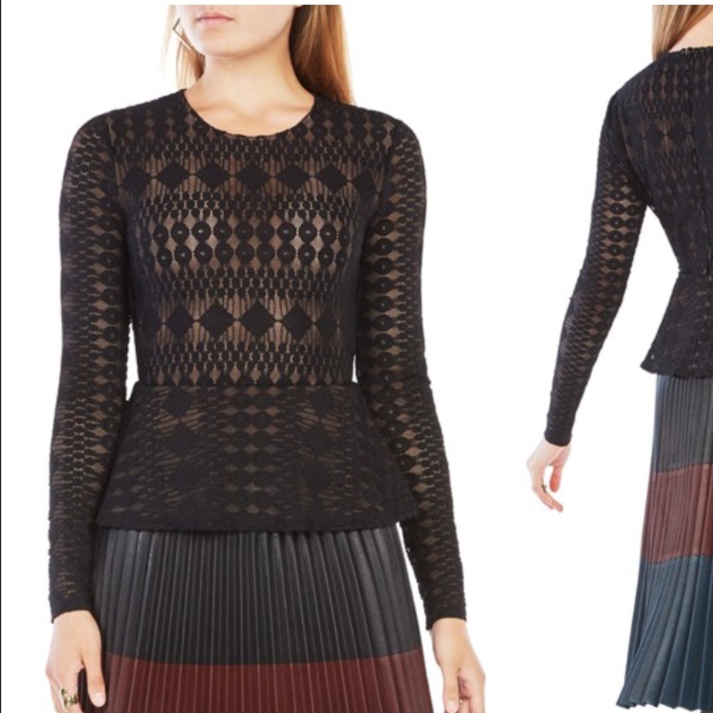 BCBGMAXAZRIA Peplum Lace Top