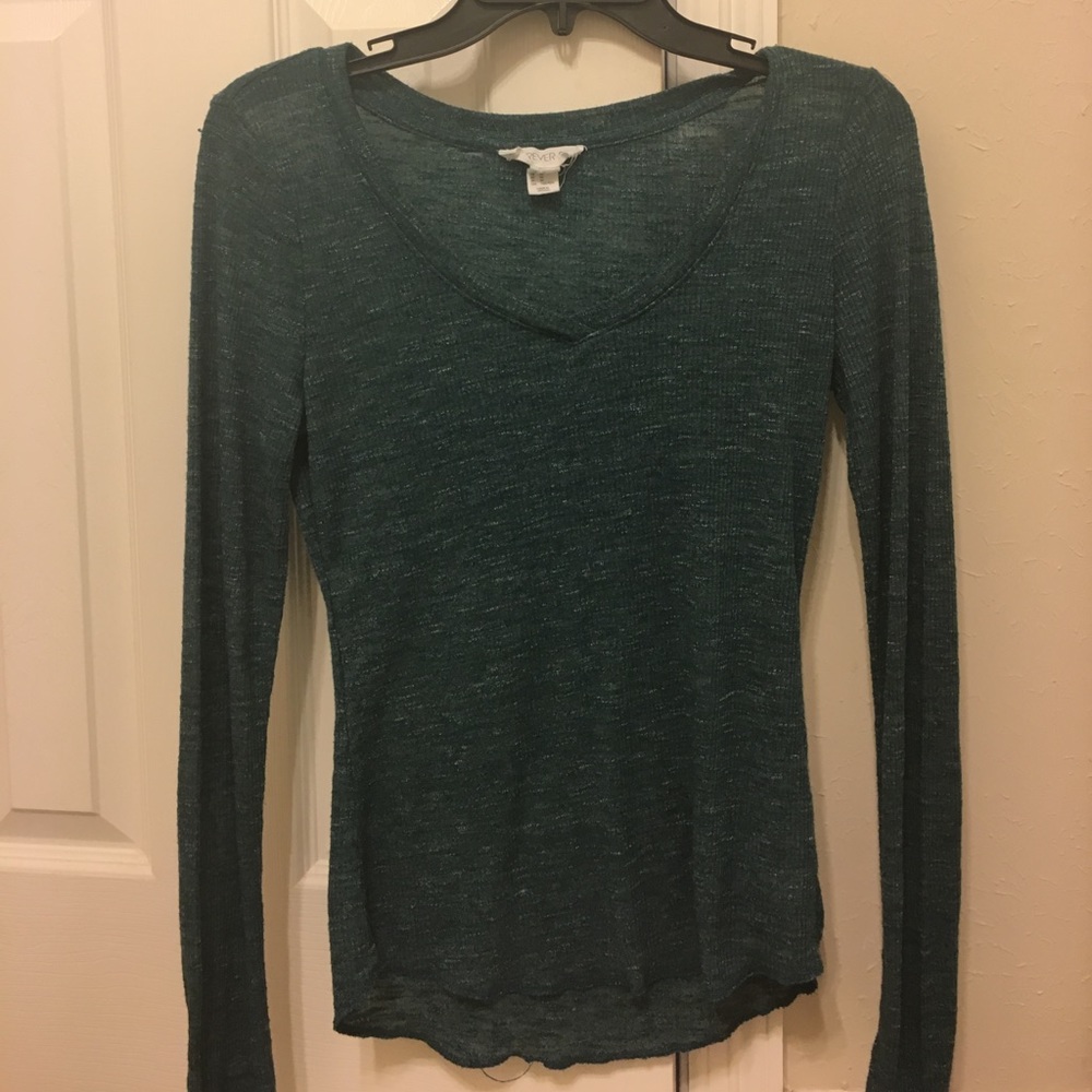 Women's Medium Coral Green Top