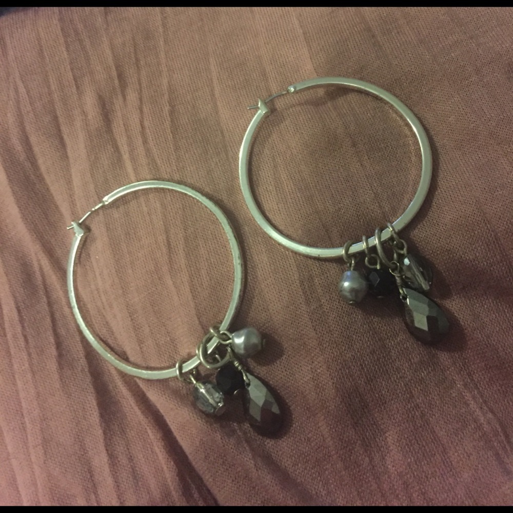 Silver hoop earrings with removable accents