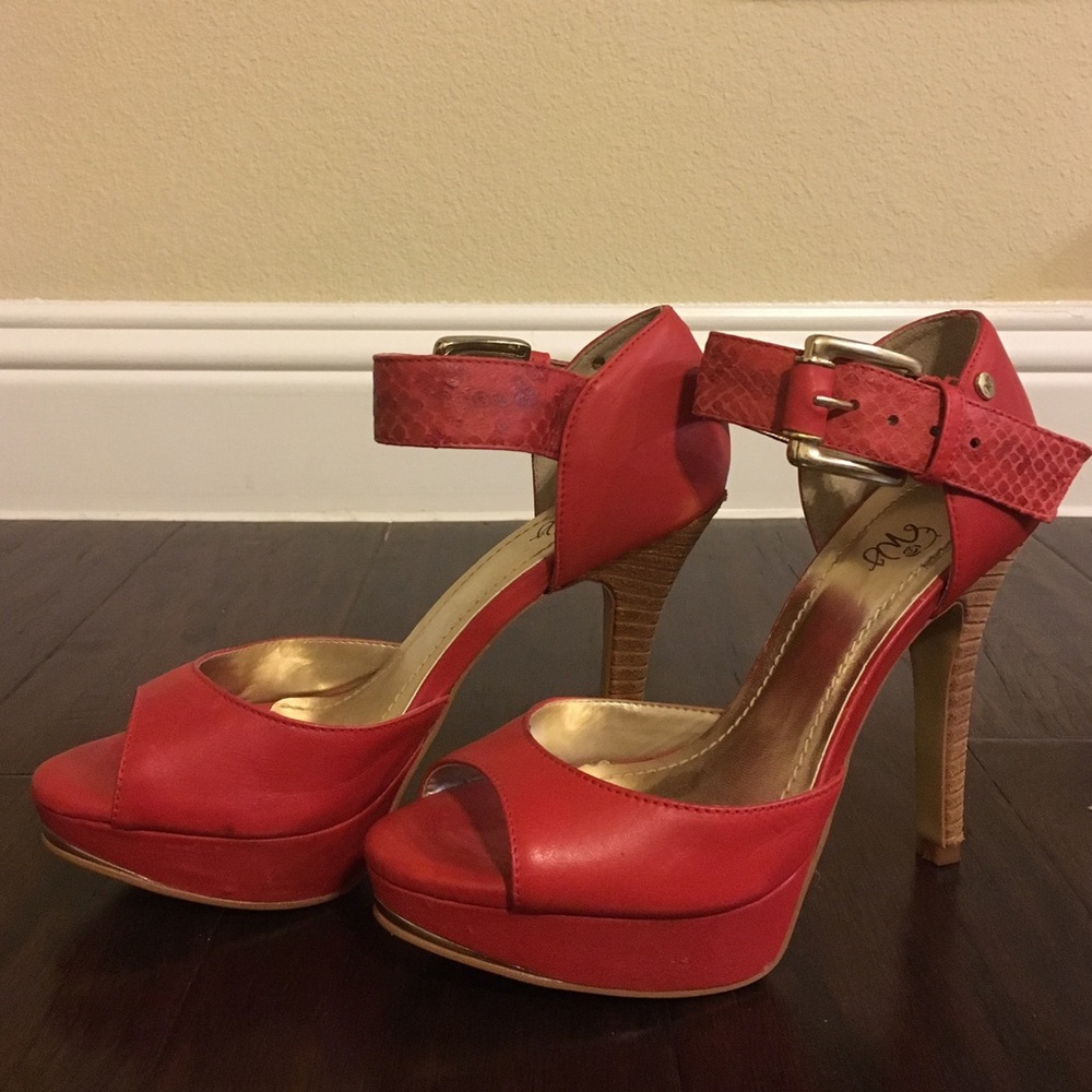 Red Peep Toe Platforms *brand new*