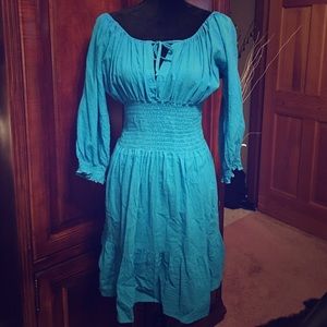 New turquoise cotton dress. Boston Proper. L
