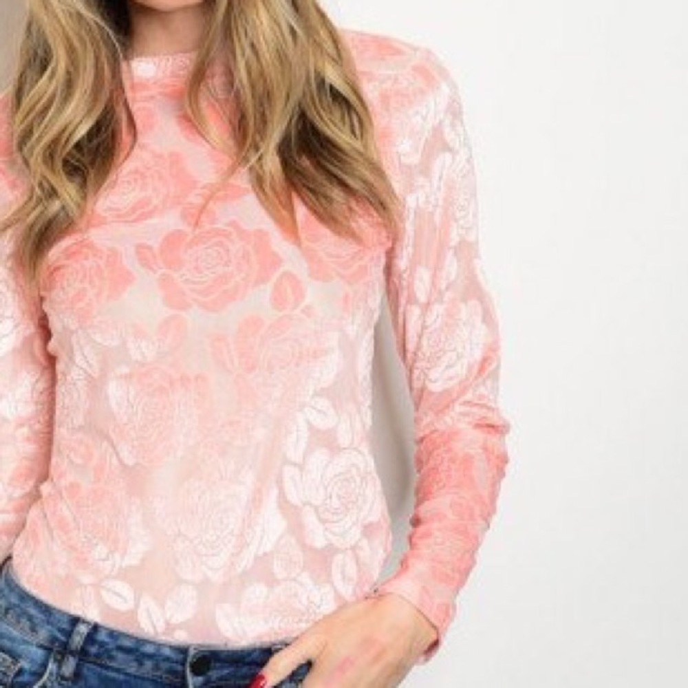 Floral Velvet Long Sleeve Bodysuit ๐น - Picture 3 of 5