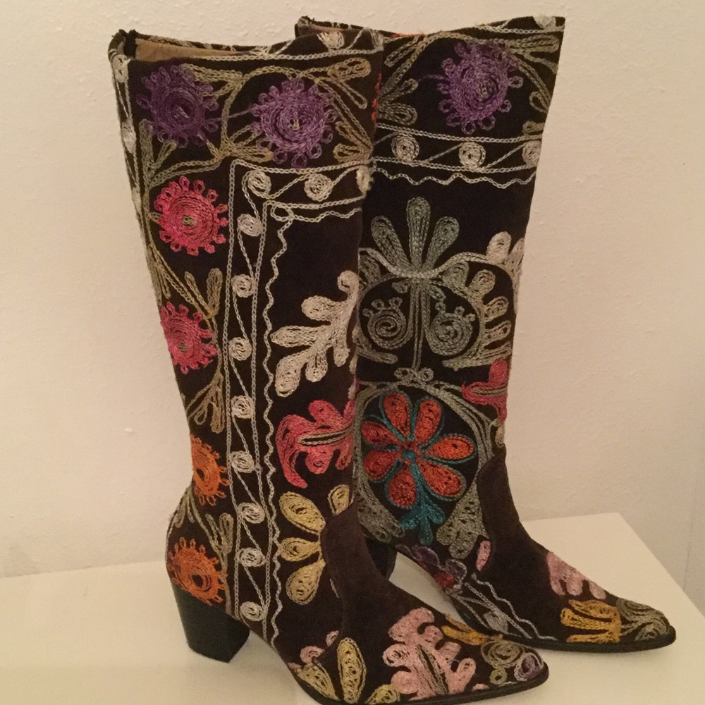 Embroidered Multi Colored Boots
