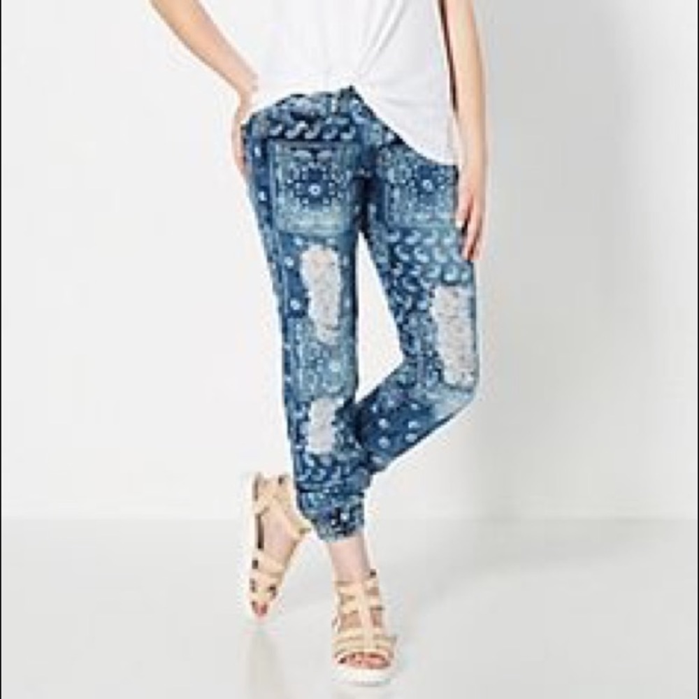 Rue 21 Destroyed Bandana Jogger Jeans