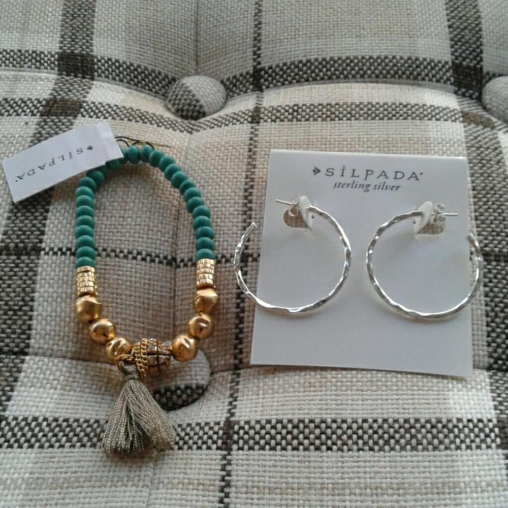 Nwt silpada sterling hoop earrings n bracelet