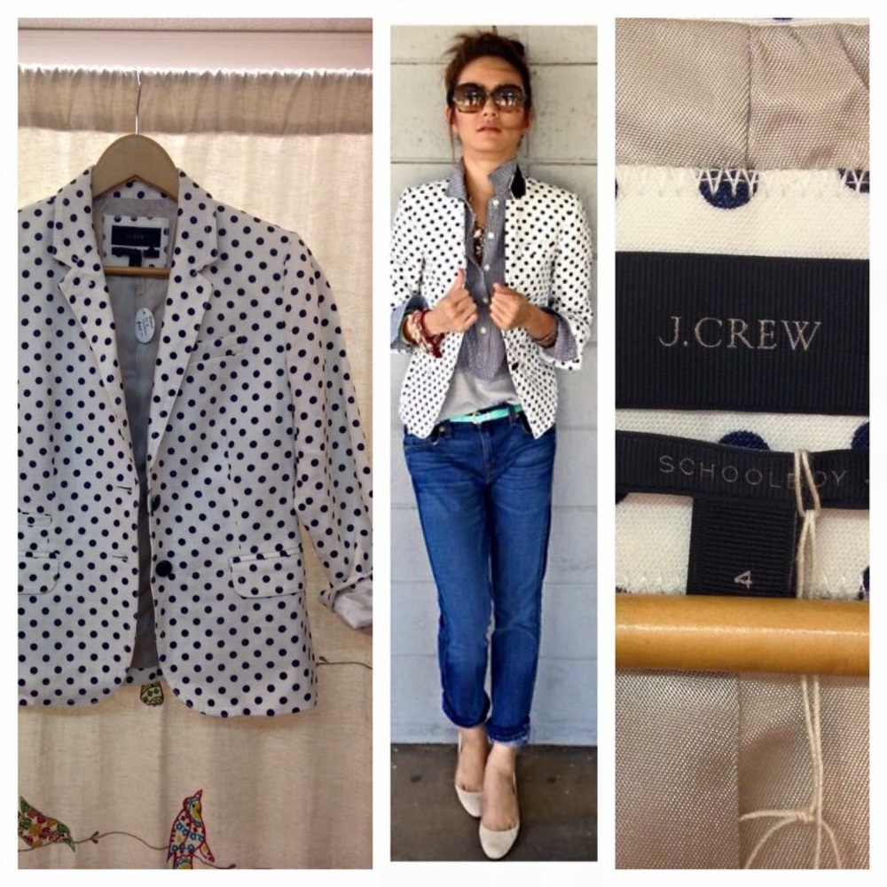 J.Crew Polka dot schoolboy blazer like new