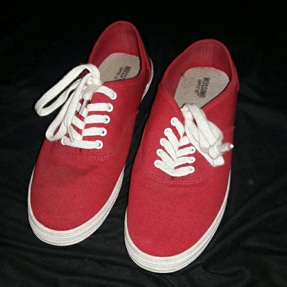 Red canvas shoes