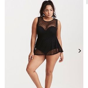 Torrid polka dot mesh one piece