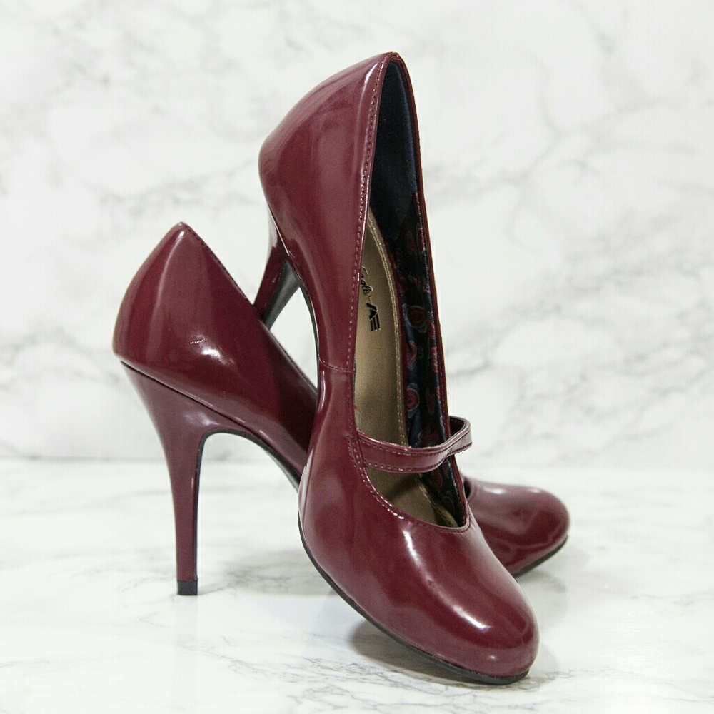 Mary Jane Burgundy Heels