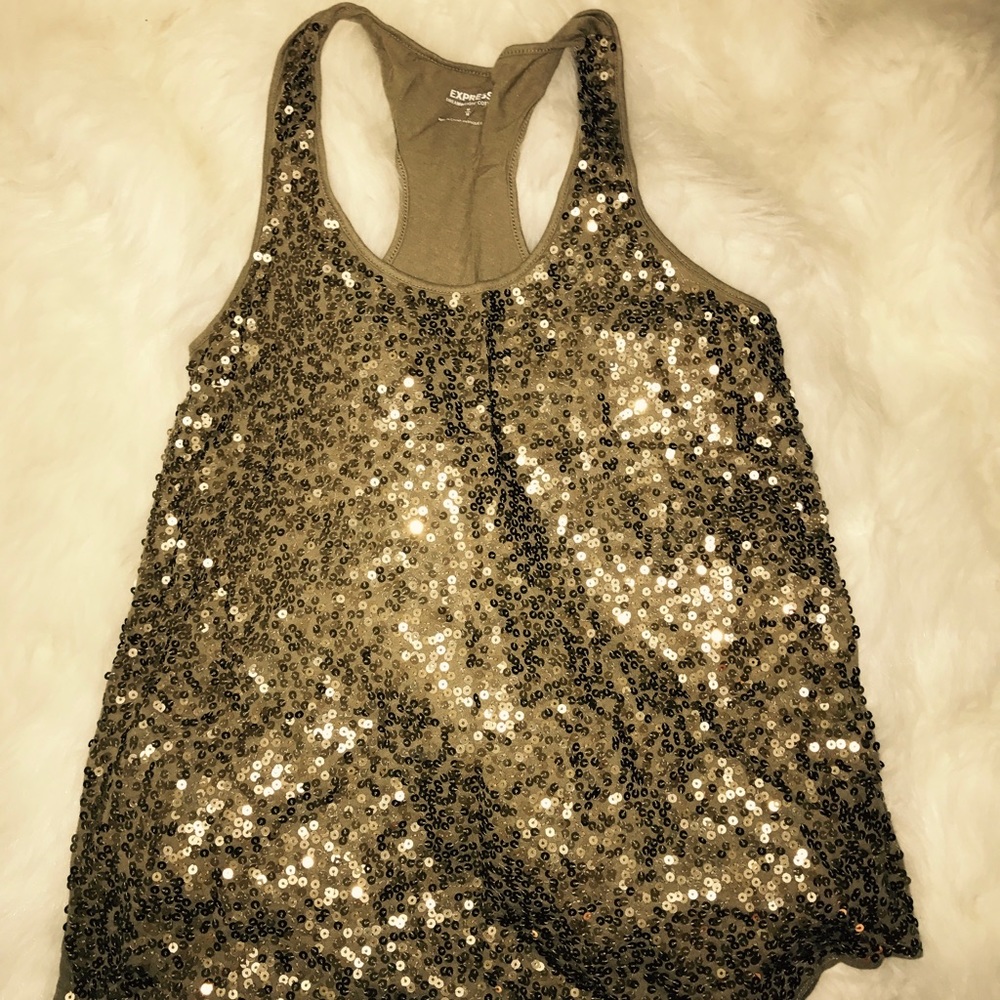 Bronze Sequin Razorback Tank - Picture 2 of 4