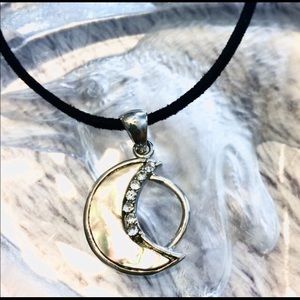 Abalone Shell Moon and Star Pendant Necklace