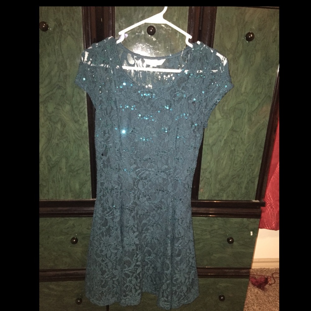 Teal glittery dress