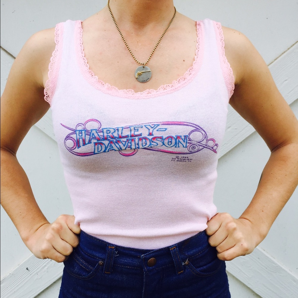 Harley Davidson light pink tank top