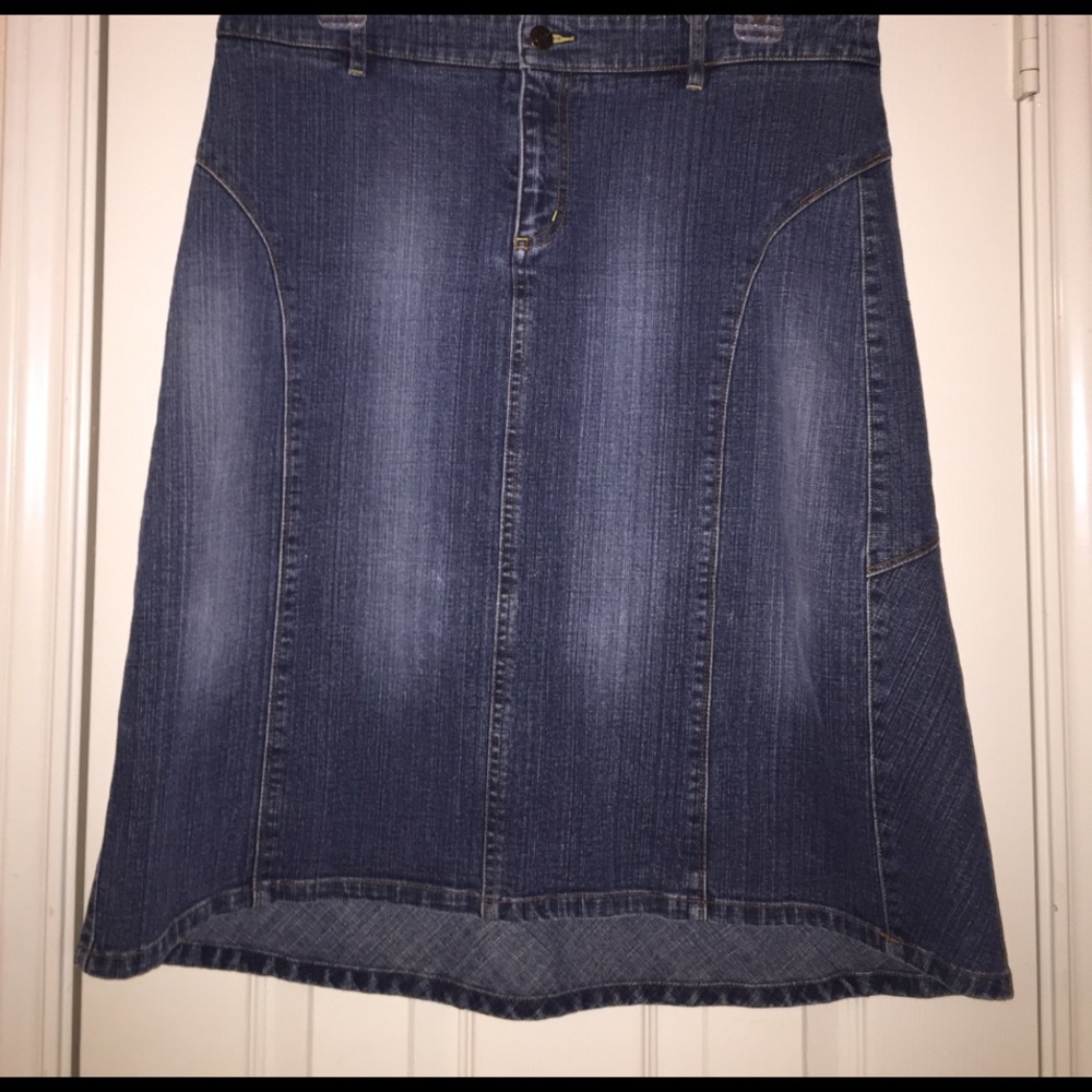 BCBG Maxazria Jeans High-Low Denim Skirt
