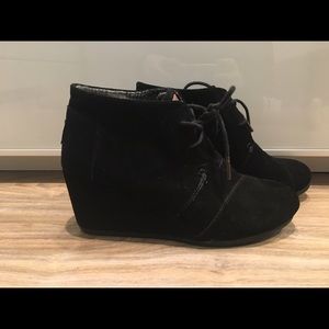 TOMS Black Wedge Bootie