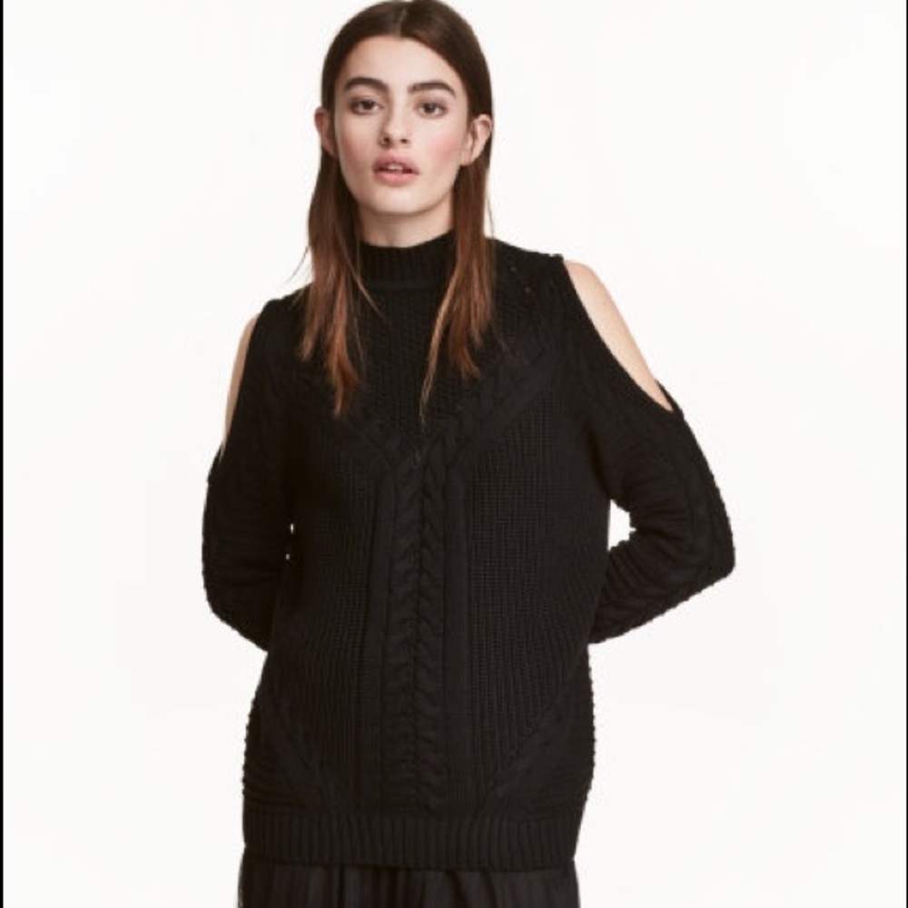 SOLD! Black Cold Shoulder Sweater
