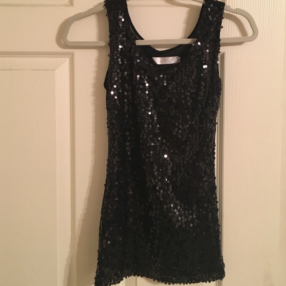 Sequin black tank top