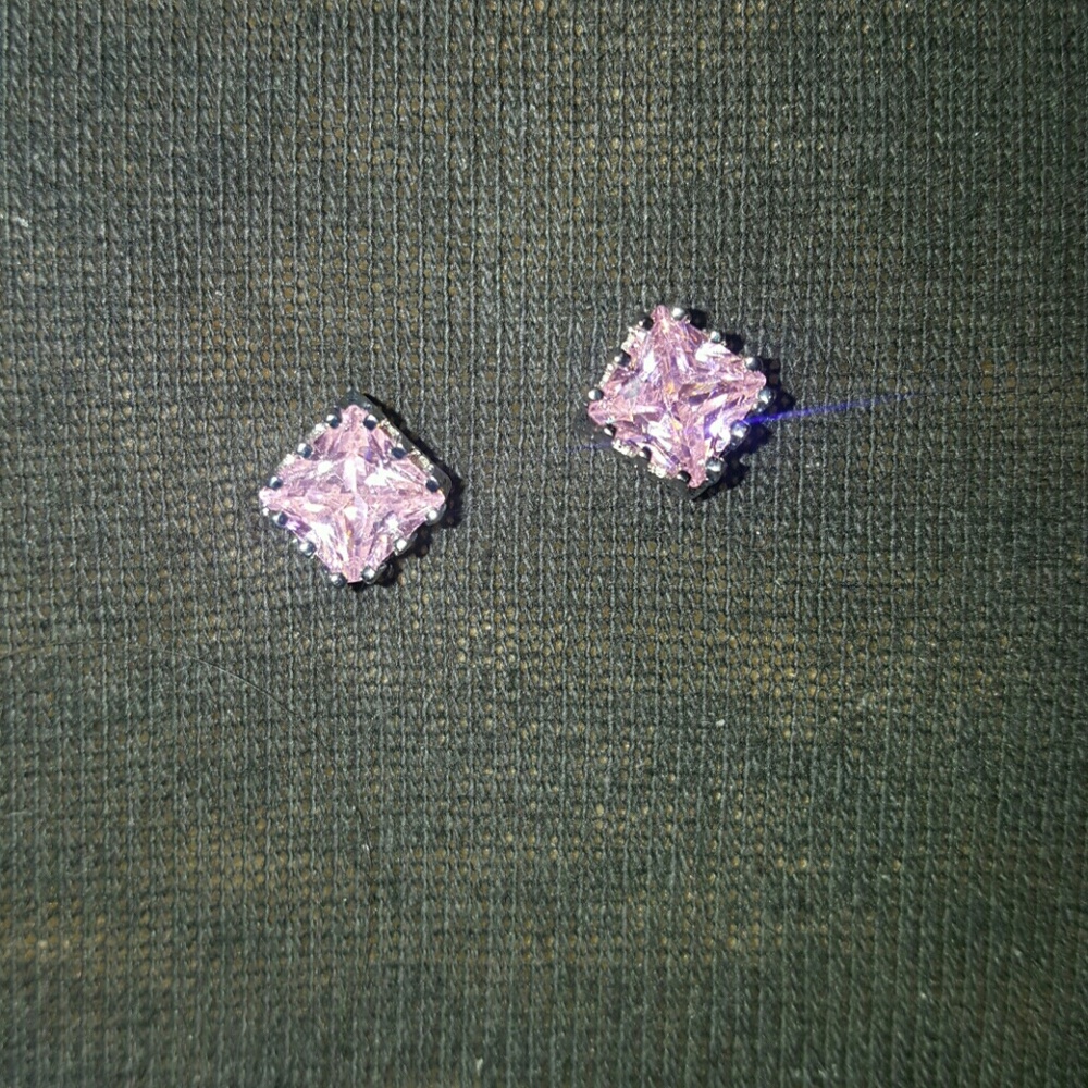 NEW- Pink CZ 18kP Earrings