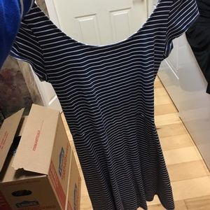 Blue and white striped dress