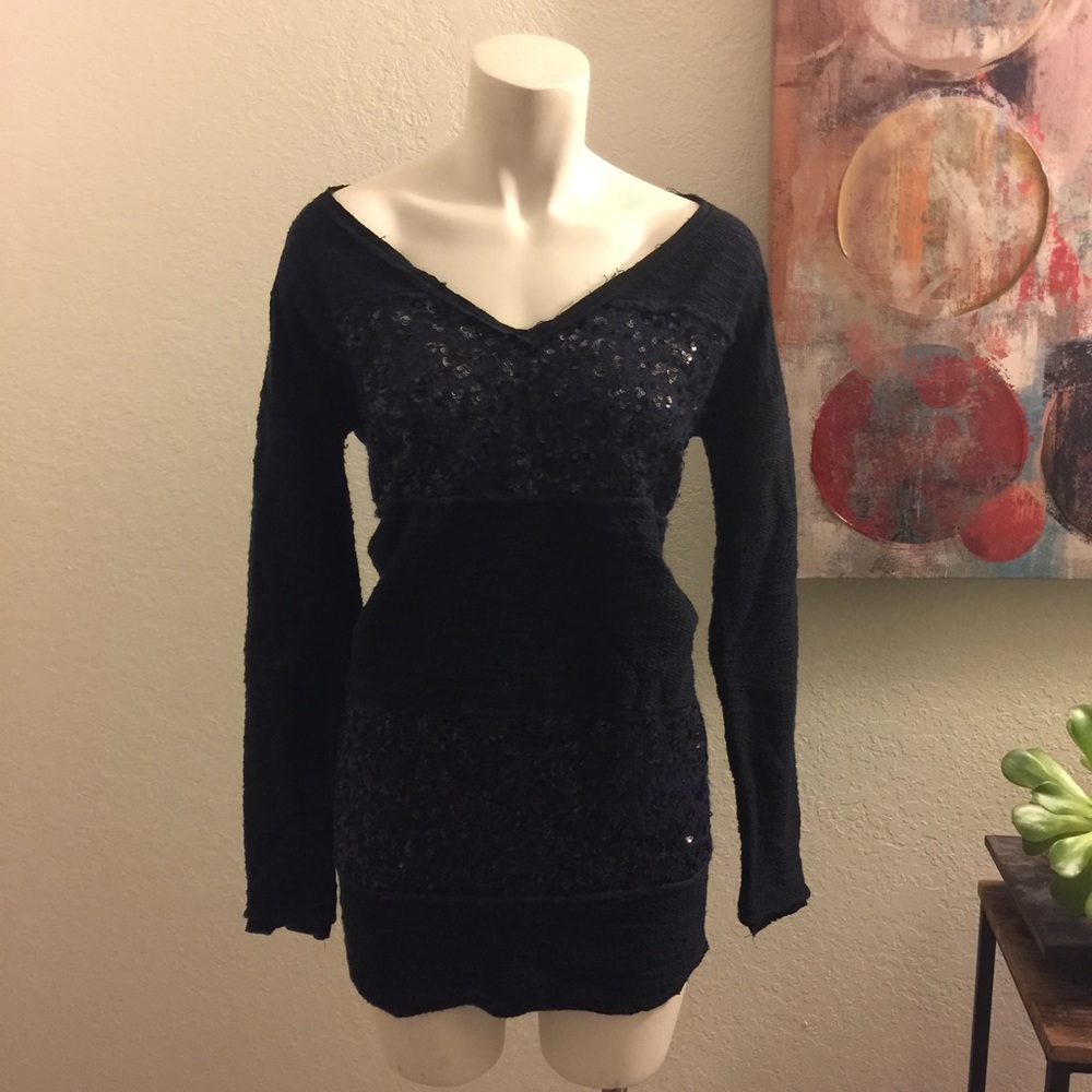 Free People oversized sweater tunic sequined m
